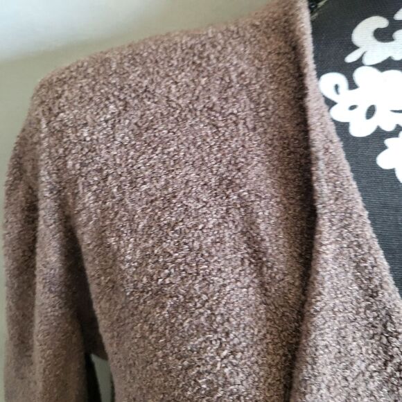 Barefoot Dreams Cozy Chic Lite Wrap Open Front Cardigan Sweater Size S/M Taupe - Picture 3 of 11